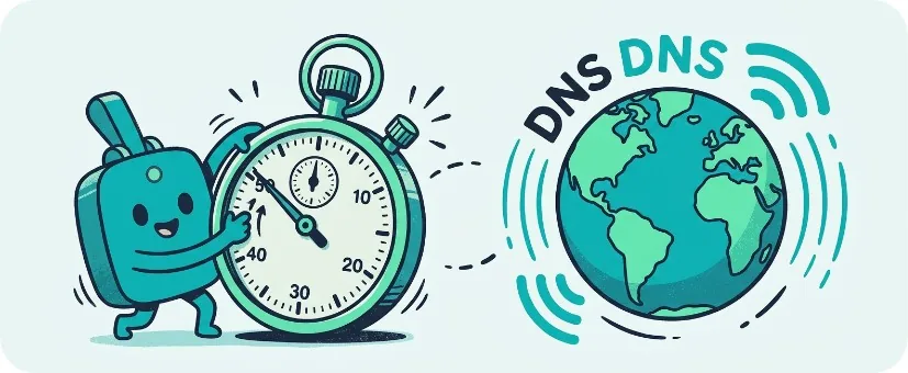 Щёлк с секундомером и глобус DNS